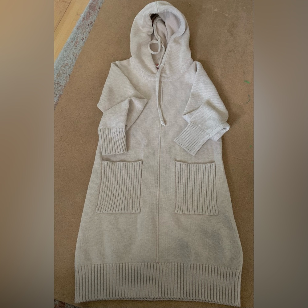 Soft and luxurious beige sweater dress with hood girls like new!!
